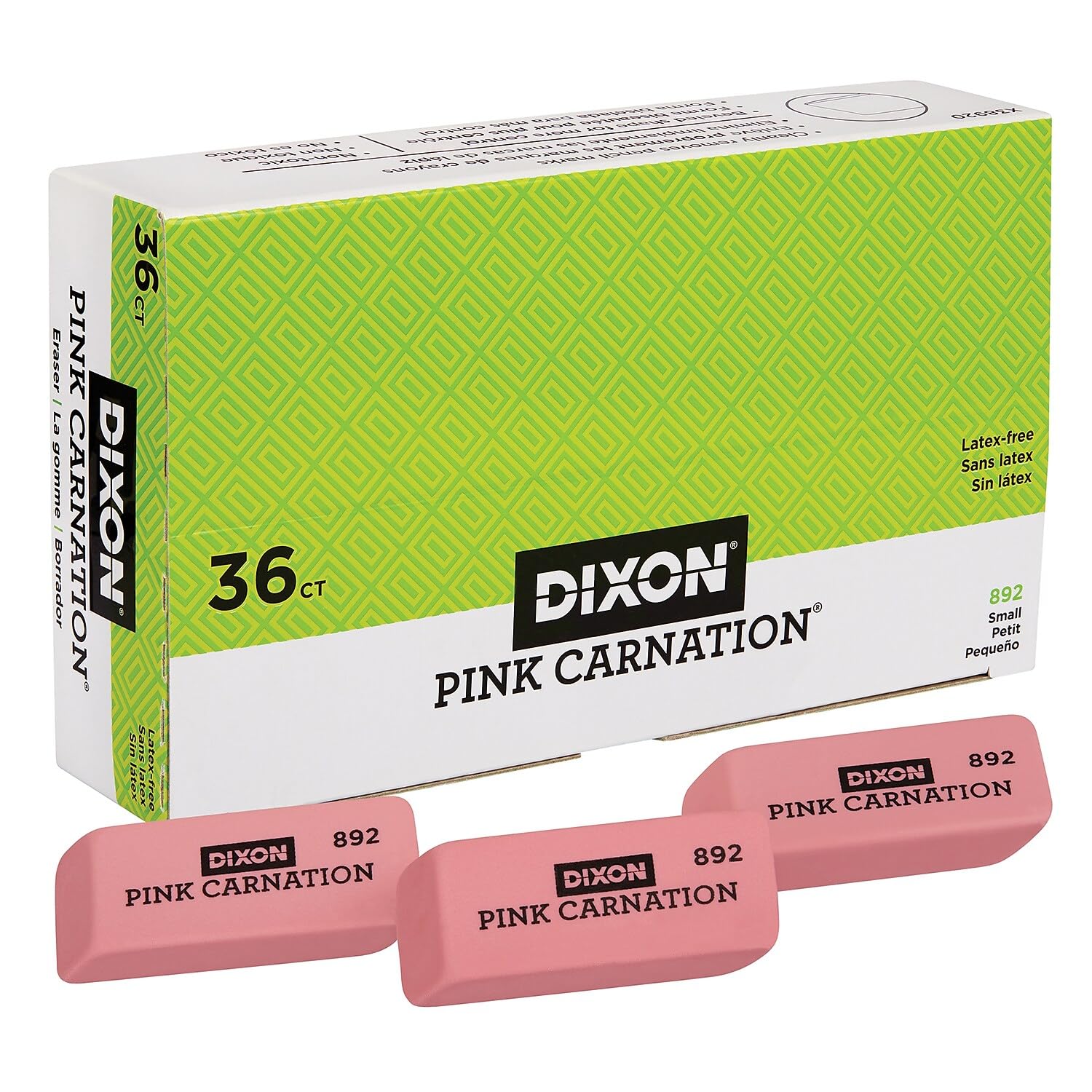 Dixon Pink Carnation Block Eraser, Pink, Bulk (DIX38920)
