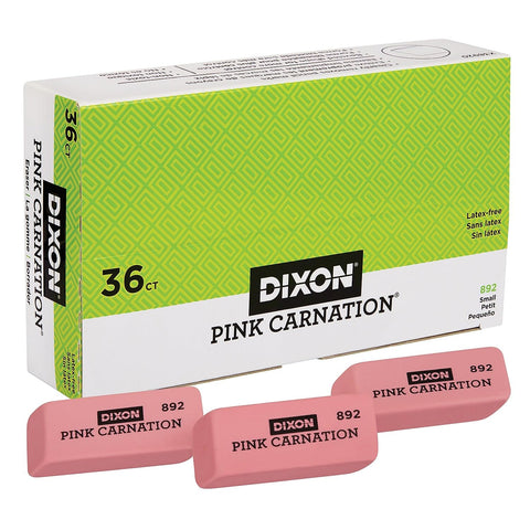 Dixon Pink Carnation Block Eraser, Pink, Bulk (DIX38920)