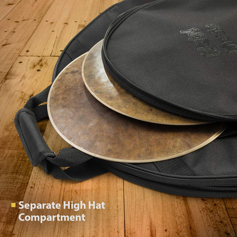 22" Cymbal Bag by Hola! Music, 3 Inner Compartments, 17" Pocket and Backpack Straps