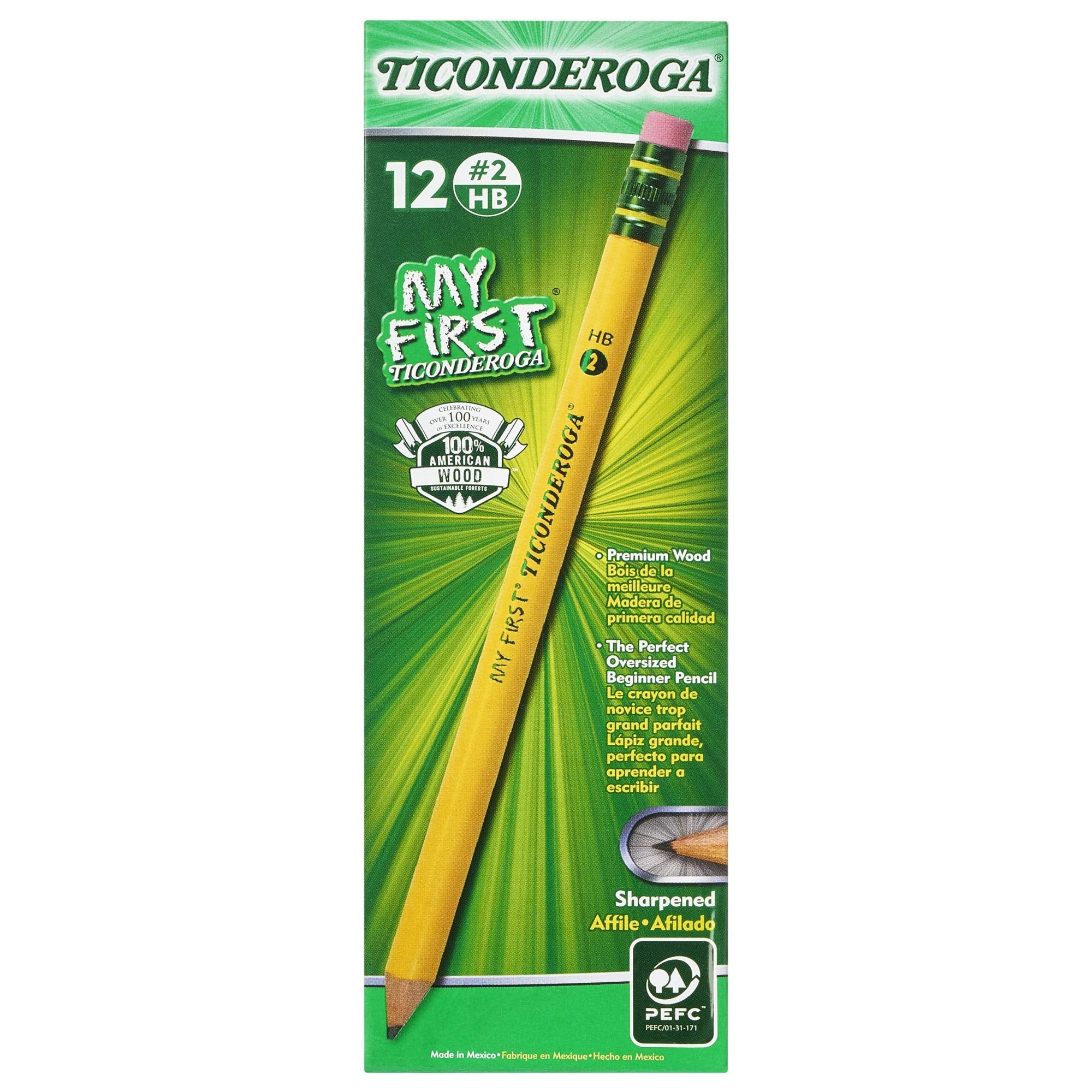Ticonderoga My First Tri-Write Wood-Cased Pencils (36 Count) and Ticonderoga My First Wood-Cased Pencils (12 Count)