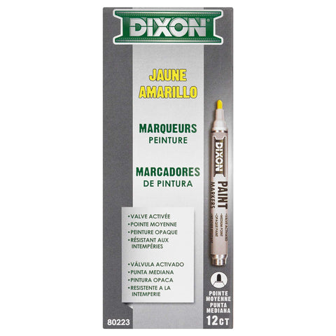 Dixon Paint Markers, Medium Tip, Box of 12, Yellow (80223)