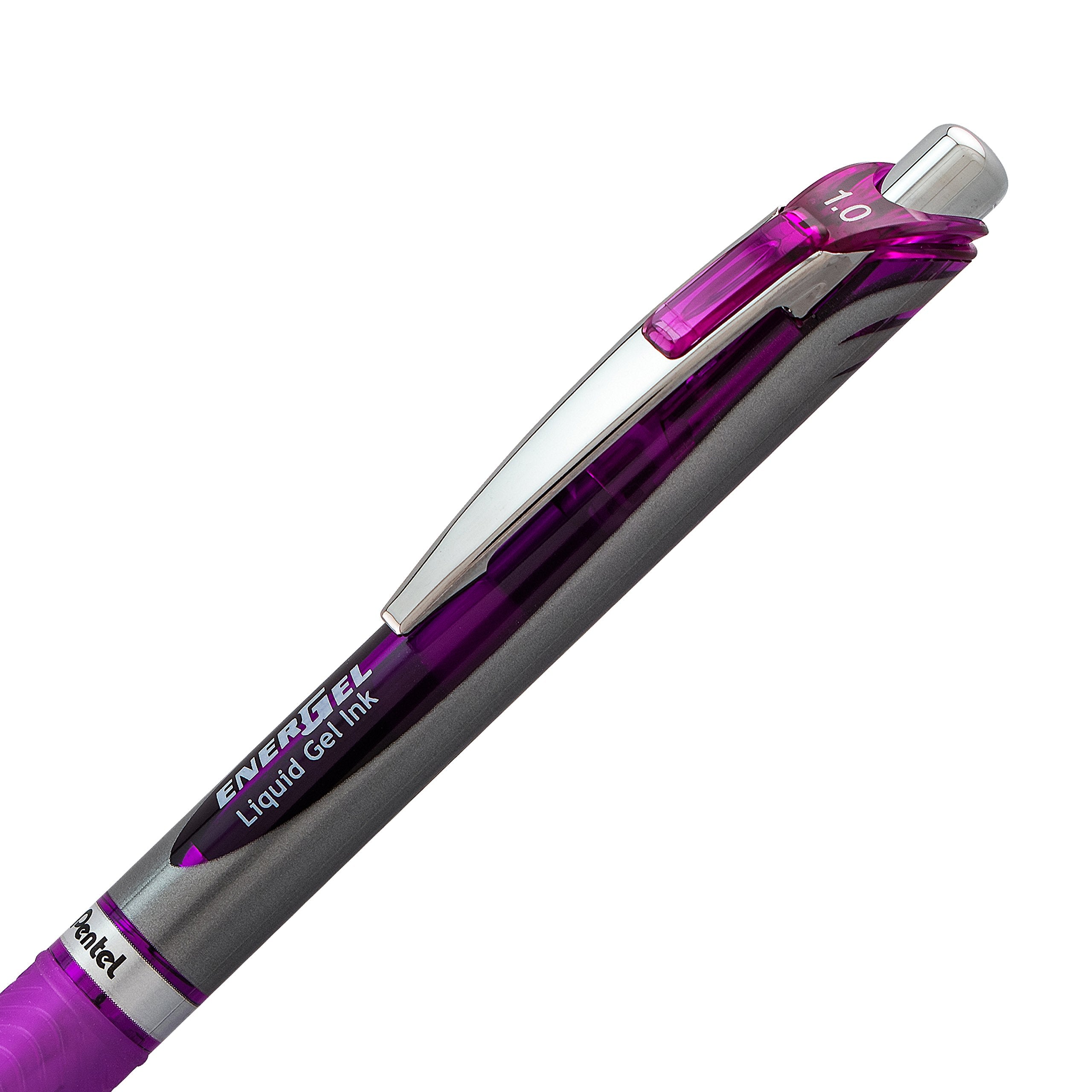 Pentel Energel RTX Retractable Liquid Gel Pen, Bold Line, Metal Tip, Violet Ink Pack of 2 (BL80BP2V)