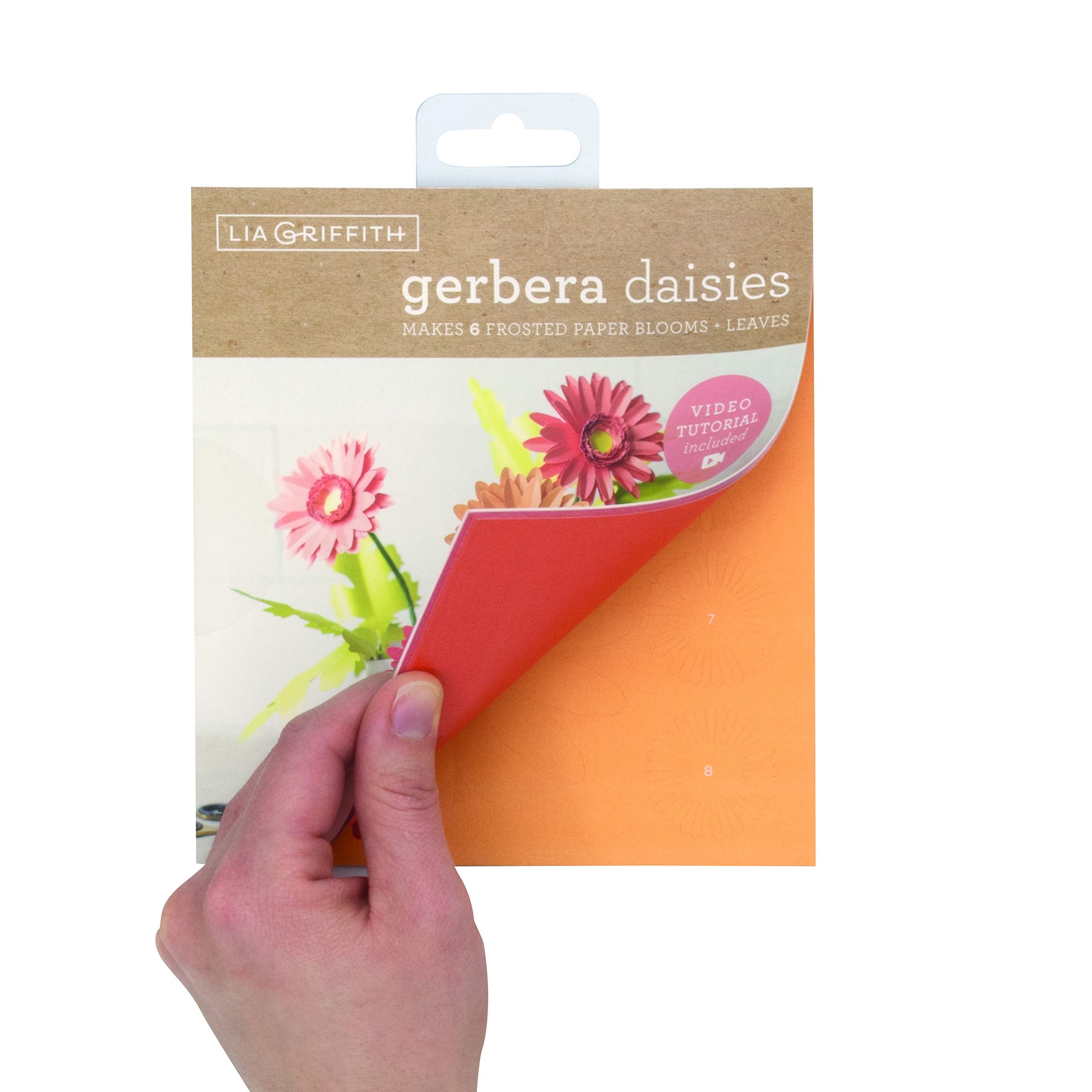 Lia Griffith Frosted Paper Blooms, Gerbera Daisies, 6" x 6.5", Colors may vary, 17 Pages, Count