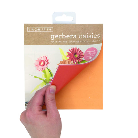 Lia Griffith Frosted Paper Blooms, Gerbera Daisies, 6" x 6.5", Colors may vary, 17 Pages, Count