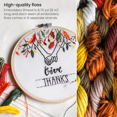 ARTEZA Embroidery Thread, 80 Skeins, Dark Brown, Natural, Yellow, & Burnt Orange