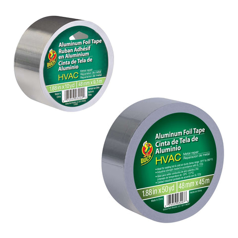 Duck Brand HVAC UL 723 Metal Repair Aluminum Foil Tape, 1.88-Inch by 10 Yards, Single Roll, Silver (280416)