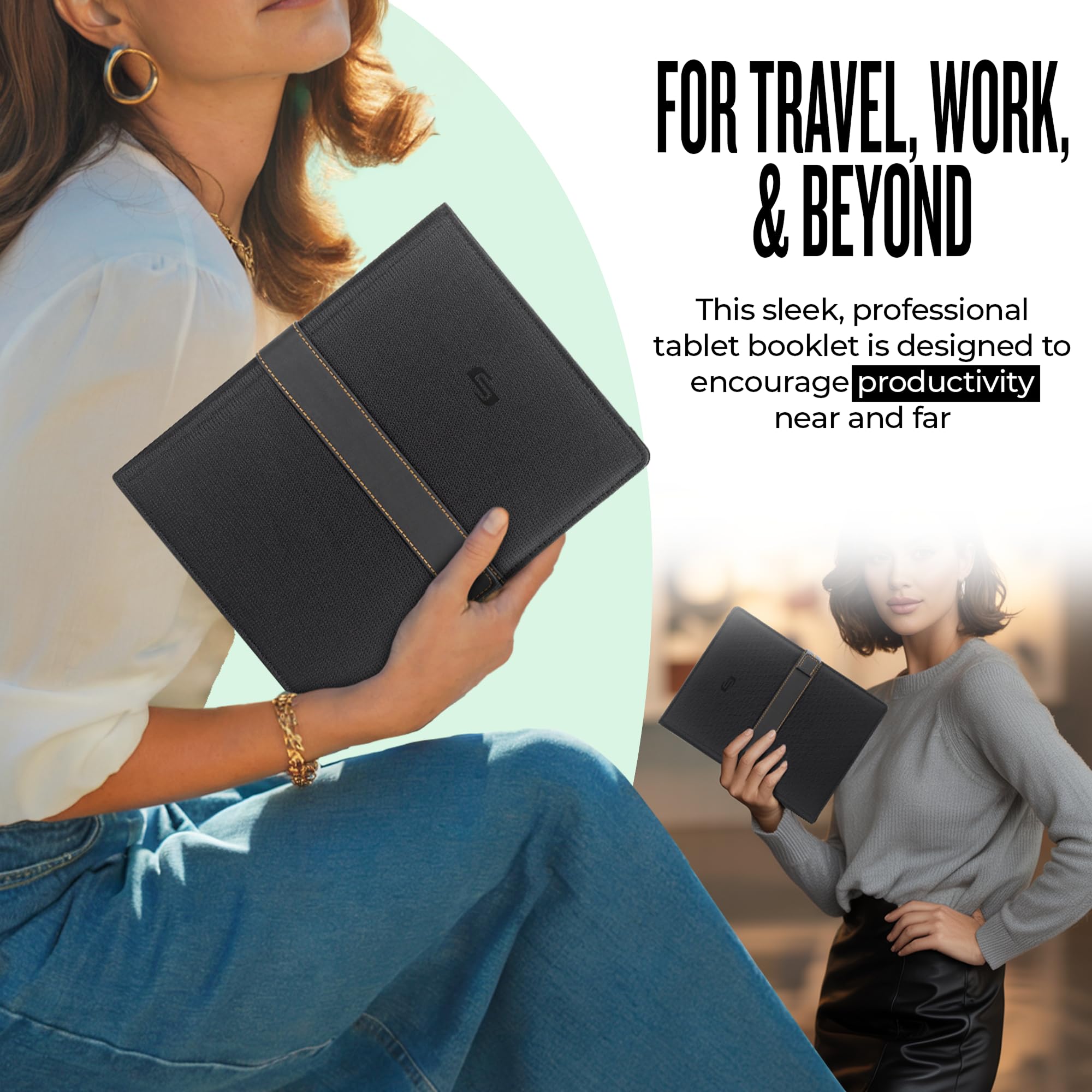 Solo New York Universal Tablet Case - Fits 8.5"-11" Tablets, Compatible with iPad 11th Generation, iPad Air M3, iPad Pro M4, Fire HD 10, & More, Magnetic Strap Closure - Metro, Black