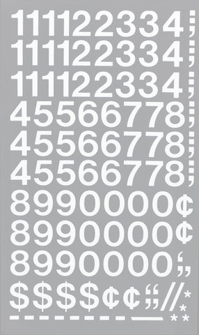 Chartpak Self-Adhesive Vinyl Numbers, 3/4 Inch High, White, 72 per Pack (01126)