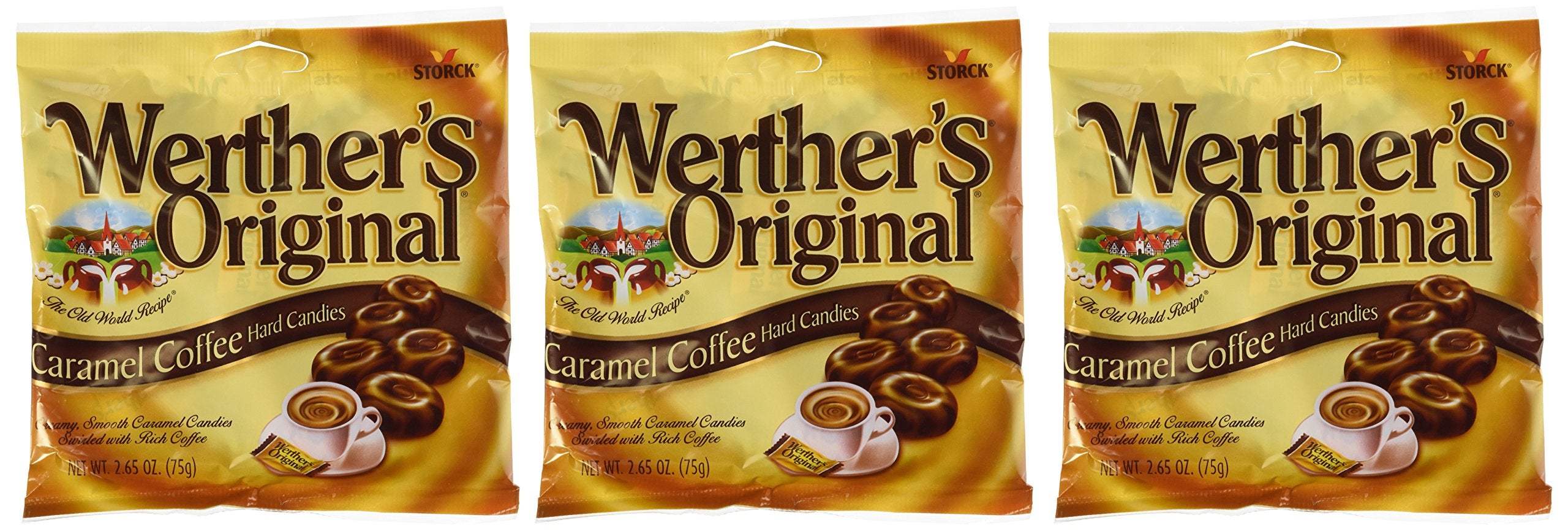Werther's Original Caramel Coffee Hard Candy - Individually Wrapped Hard Candies for Halloween, Parties, or Snacks - 2.65 oz Bags (Pack of 3)