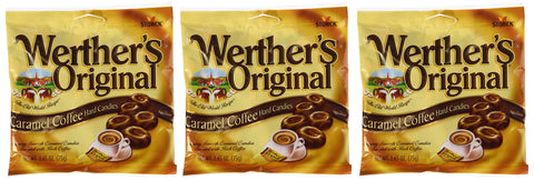 Werther's Original Caramel Coffee Hard Candy - Individually Wrapped Hard Candies for Halloween, Parties, or Snacks - 2.65 oz Bags (Pack of 3)