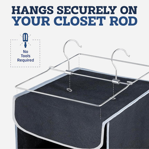 ZOBER Hanging Closet Organizer, 10-Shelf - Hanging Storage Organizer Shelves for Clothes, Towels, Toys - College Dorm Room, Nursery, & Home Closet