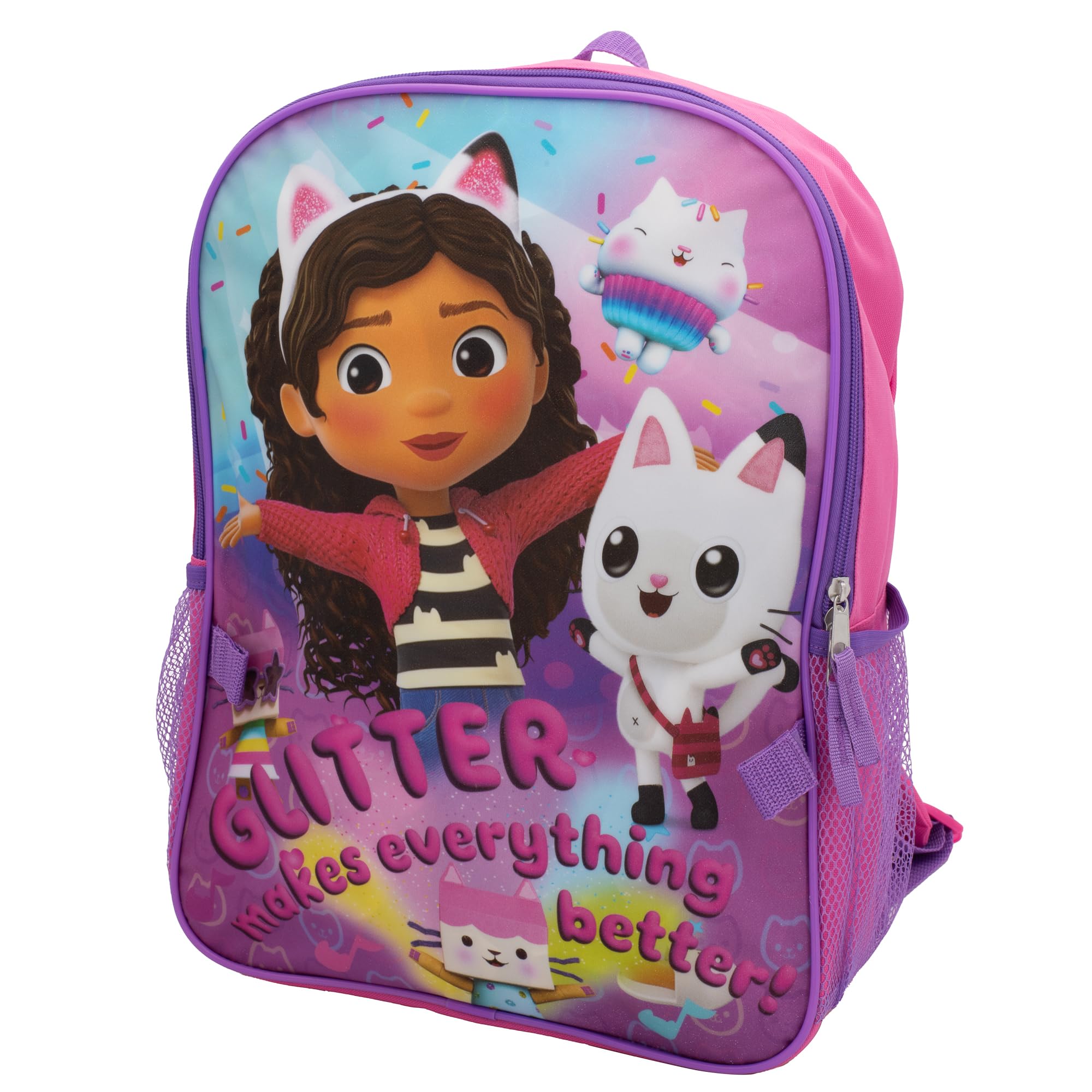 AI ACCESSORY INNOVATIONS Gabby’s Dollhouse 2 Piece Backpack Set, Pre-School Girls 16" Travel Bag, Pink