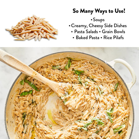 DeLallo Whole Wheat Orzo Pasta, 1 Pound Bag, 4 Pack, Organic, 100% Durum Wheat Flour, Made in Italy, High Protein