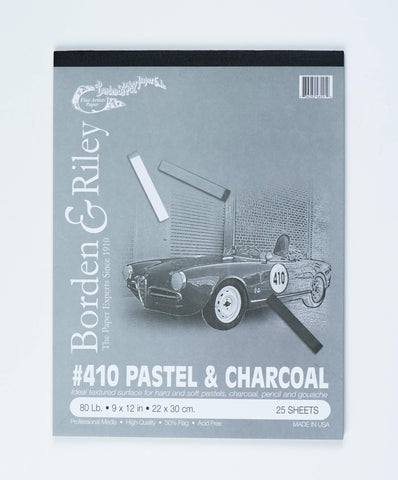Borden & Riley 9" x 12" #410 Charcoal/Pastel Pad, 80 lb, 25 Portrait-Gray Sheets, 1 Pad Each (410P091225)