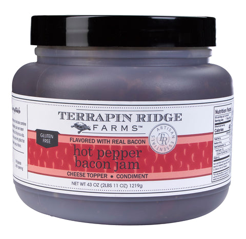 Terrapin Ridge Farms Hot Pepper Bacon Jam – Sweet & Spicy Spread with Real Bacon & Jalapeño – Gourmet Condiment for Cheese, Meats, and Appetizers – One Quart