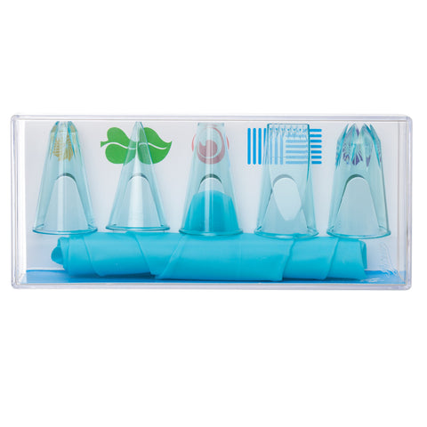 Ateco 6 Piece Cake Set, 5 Thermoplastic Tubes and 1 Reusable Superflex Silicone Decorating Bag