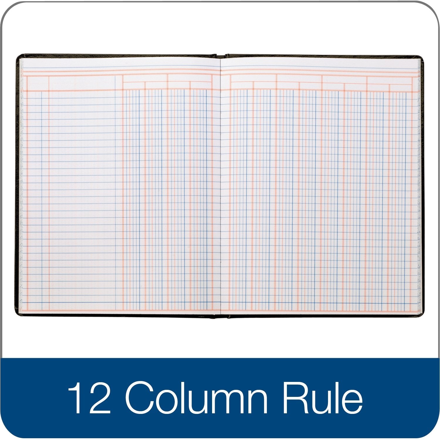 Adams Account Book, 7 x 9.25 Inches, Black, 12-Columns, 80 Pages (ARB8012M)