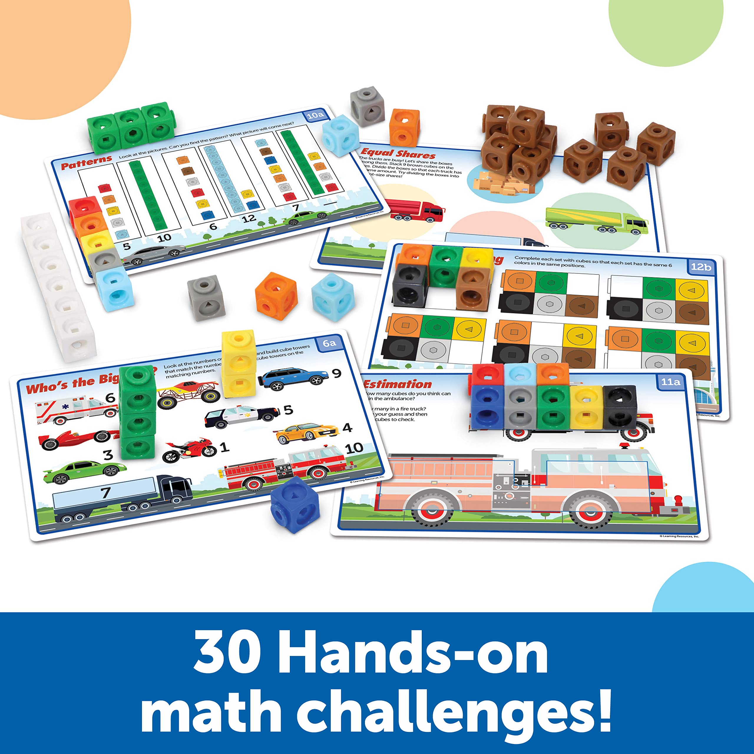Learning Resources MathLink Cubes Kindergarten Math Activity Set: Mathmobiles 115 Pieces, Ages 5 and Up Kindergarten STEM Activities, Math Activity Set and Games for Kids
