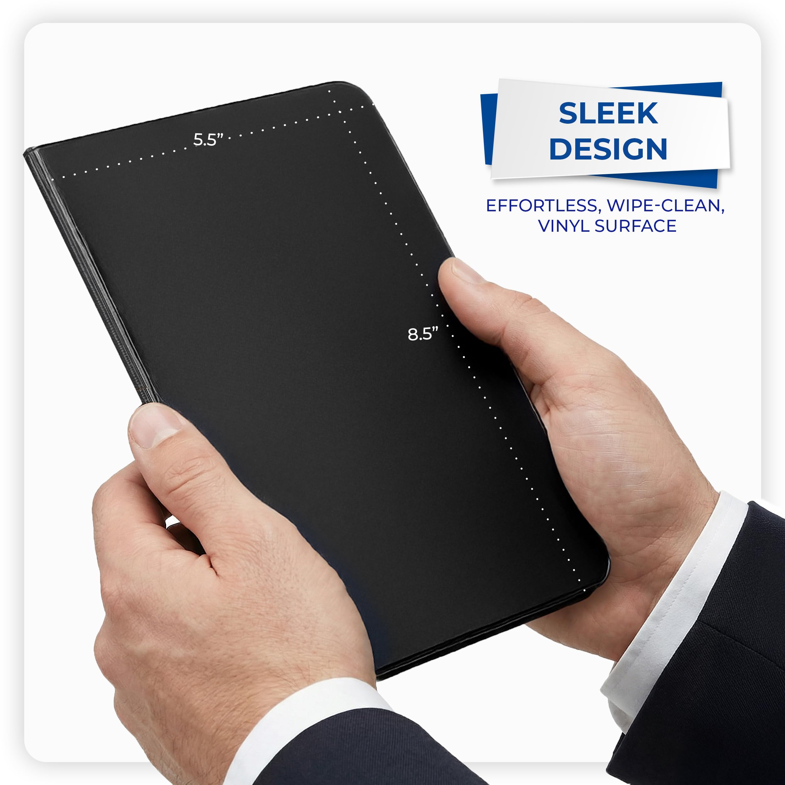 Samsill Junior Padfolio, 5.5 Inch x 8.5 Inch Writing Pad, Black