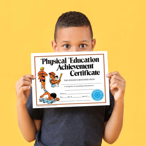Hayes Physical Education Certificates, Gym Class Recognition Awards for Students, Customizable Awards, Full-Color Matte Finish, 8.5" x 11" - 30 Pack