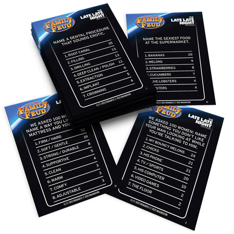 Family FEUD Late Late Night Edition Card Game, Anything but Family-Friendly, 400 Naughty Survey Questions, Complementary App with Sound Effects from The Show