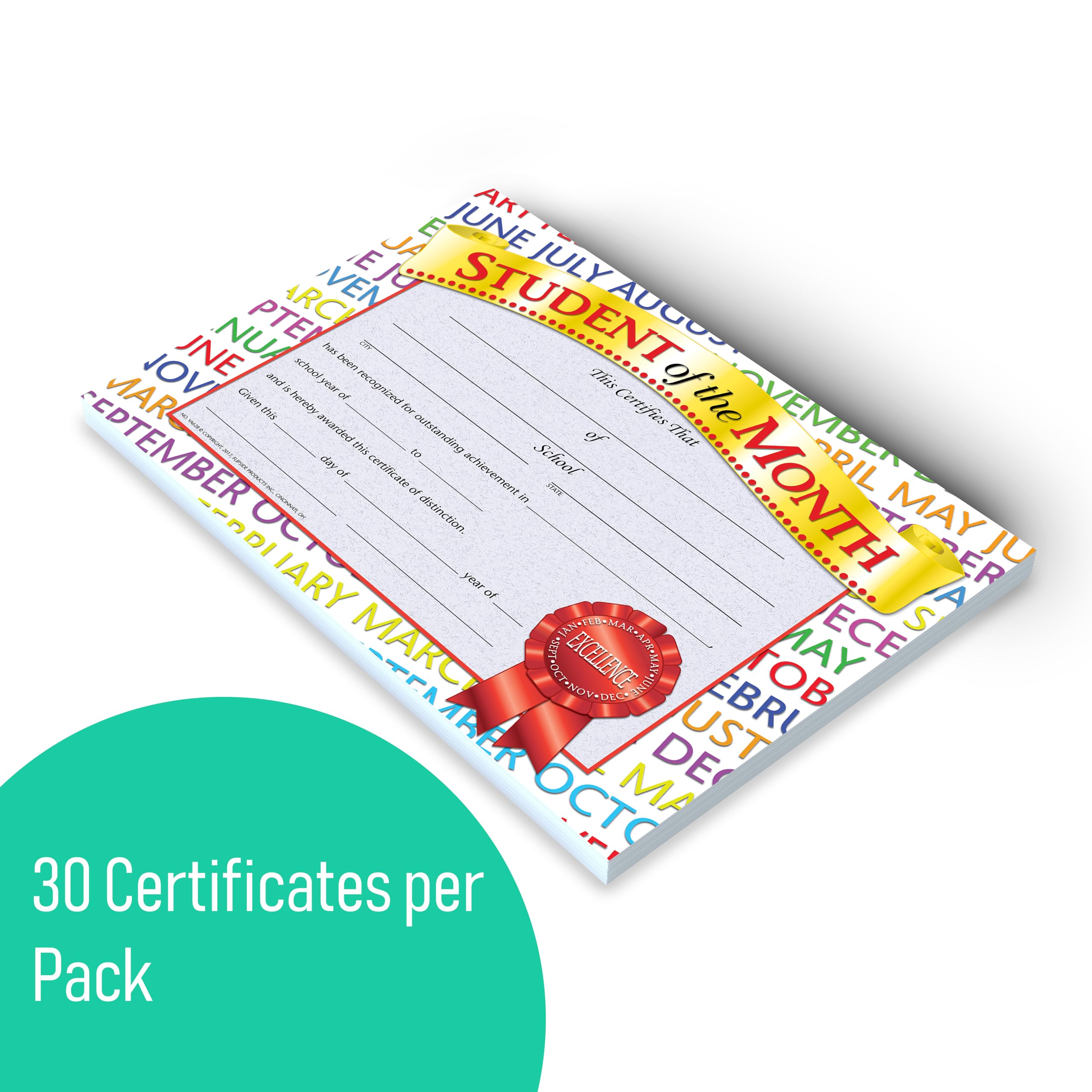 Hayes Student of the Month Certificate, 8-1/2 X 11 in, Paper, Pack of 30, Blue Ink, 0.5 mm Micro Tip - 78289