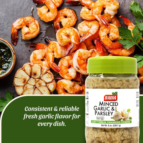 Badia Minced Garlic & Parsley, 8 oz – Aromatic Garlic and Fresh Parsley Blend