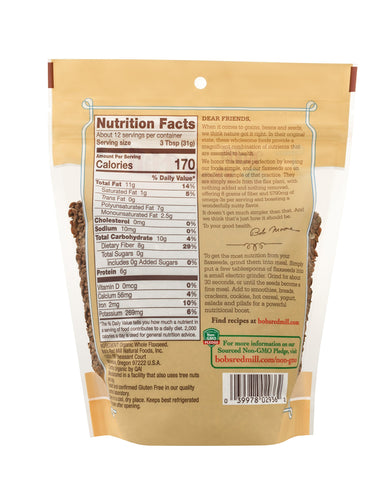 Bob's Red Mill Organic Whole Flaxseeds - 13 oz (Pack of 1), Gluten Free, Raw, Non GMO, Sproutable, Keto Friendly, Paleo
