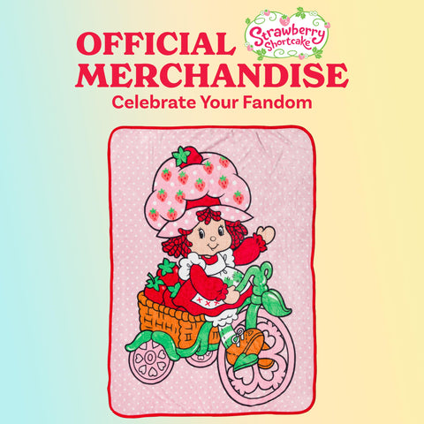 Silver Buffalo Strawberry Shortcake on Bike Polka Dot 45" x 60" Fleece Throw, Soft and Cozy Blanket, 180 GSM