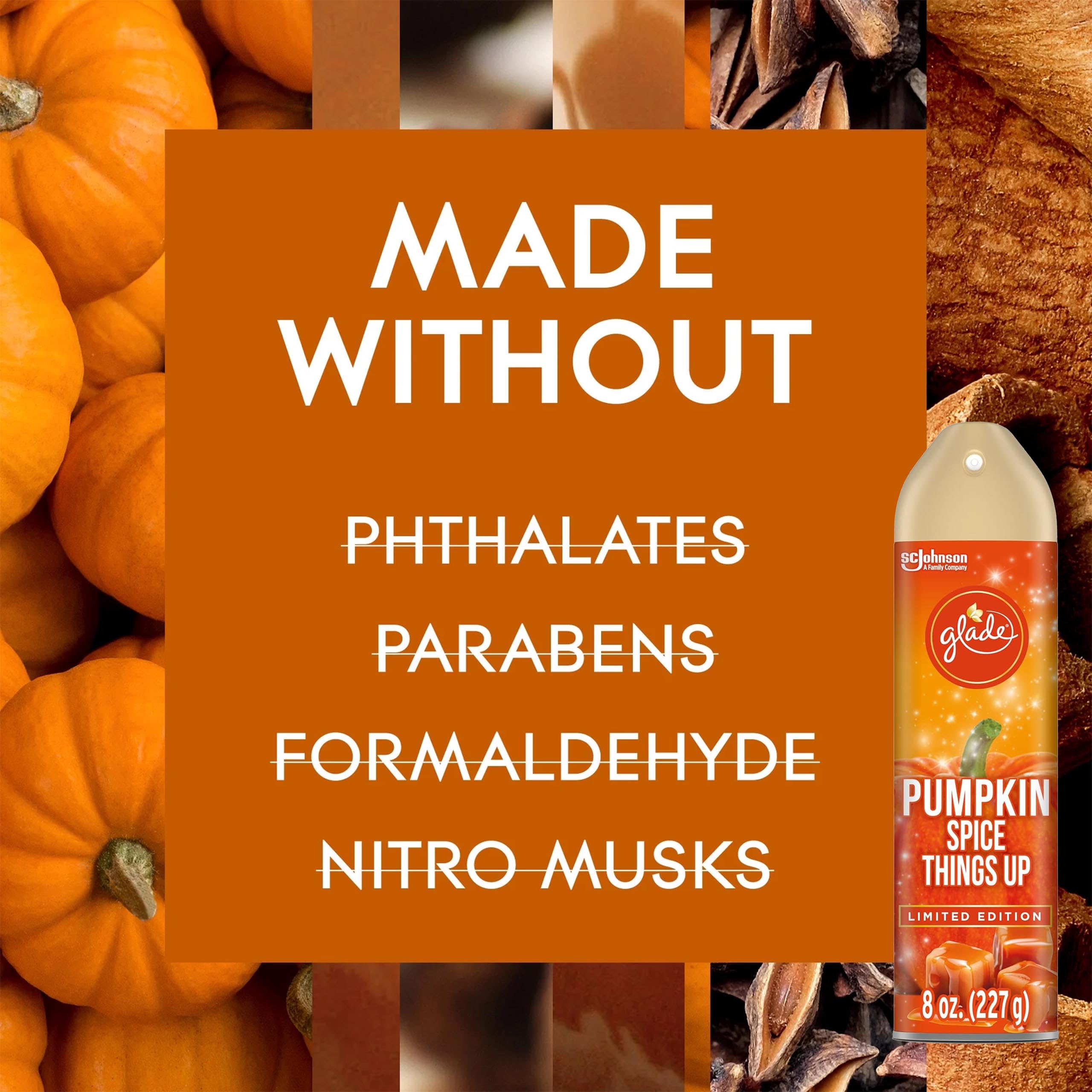 Glade Air Freshener Spray, 3 Pack, Pumpkin Spice Things Up Fall Harvest Scent, Limited Edition Holiday Collection, Pumpkin Spice Thanksgiving Scented Spray for Home and Bathroom, 8 oz Each