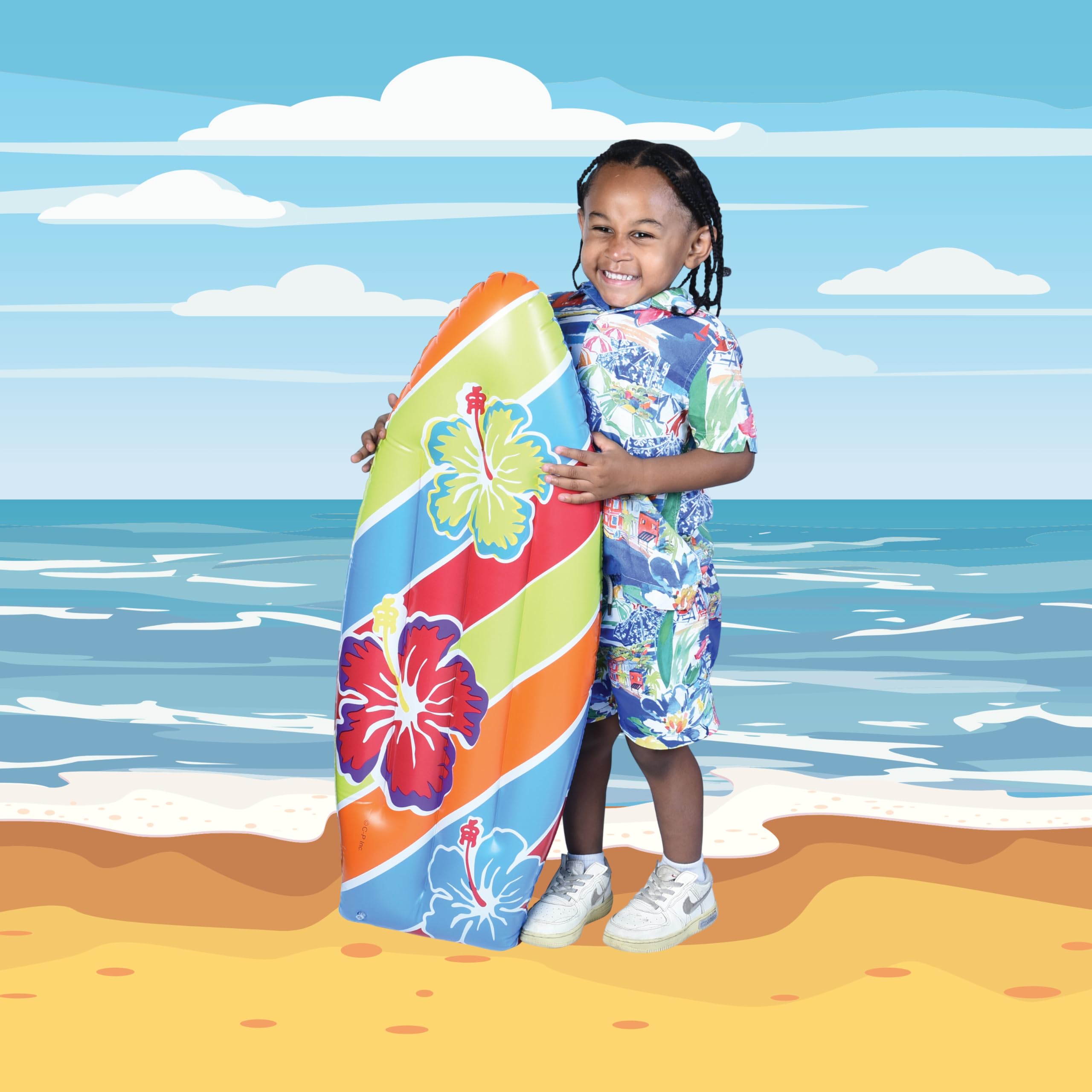 U. S. Toy Inflatable Surfboard Luau Decoration Theme Beach Pool Toy, Beach, Tropical, Hawaiian Party Decor, Inflatable Backyard Pool Toy, 3 Ft. Long, 1-Pack, 3 Years & Older
