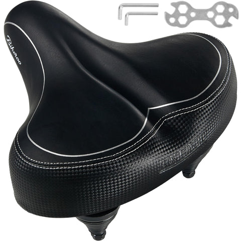 Bikeroo Oversized Bike Seat - Compatible with Peloton, Exercise or Road Bikes - Bicycle Saddle Replacement with Wide Cushion for Men & Womens Comfort