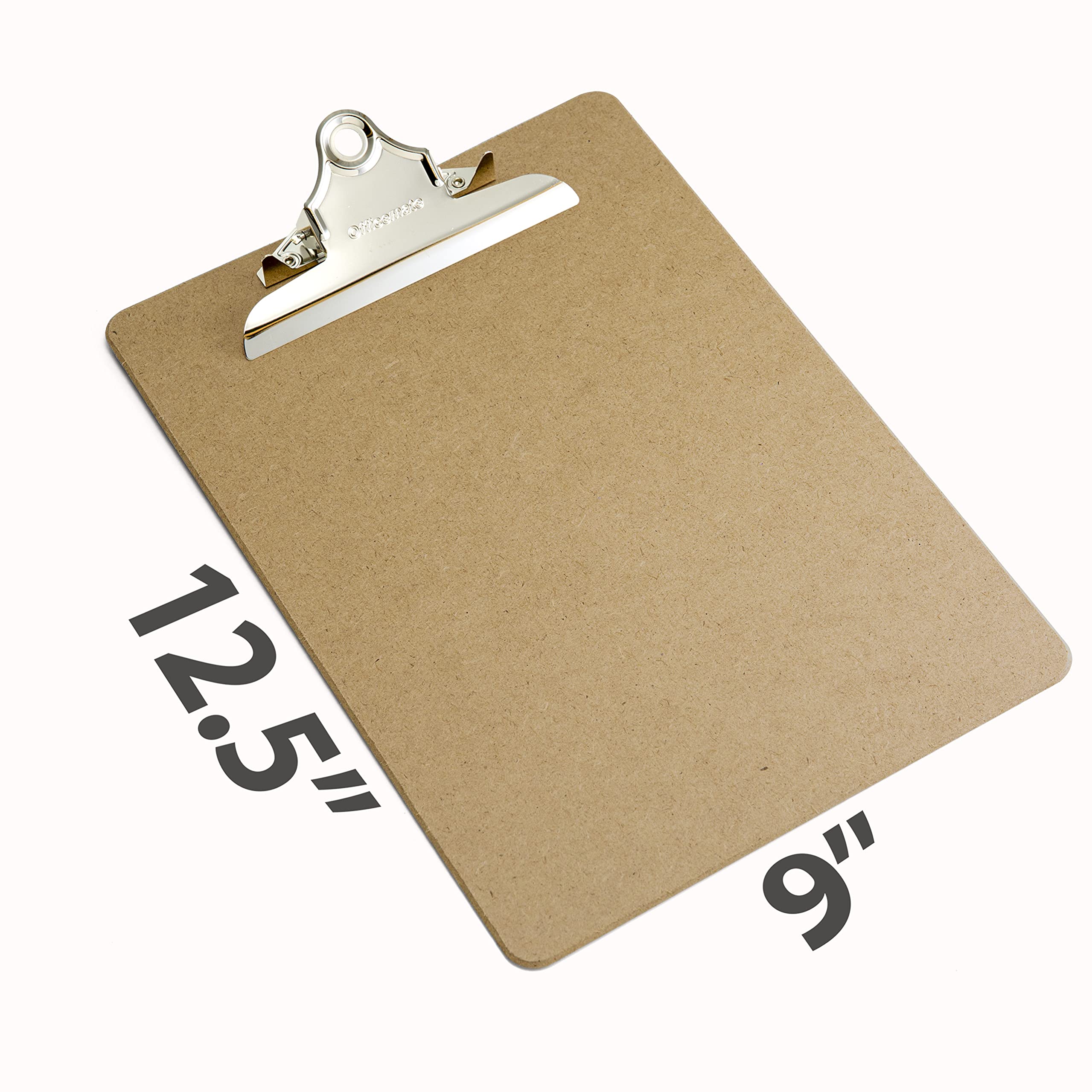 Officemate Recycled Wood Clipboards, Letter Size, 12-Pack with 6″ Rust-Resistant Clips, Durable Hardboard Writing Surface, Made in USA, 9" x 12.5" (83712)