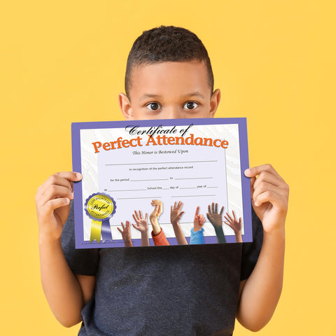 Hayes Perfect Attendance Certificate, 11 x 8-1/2 inches, Paper, Pack of 30