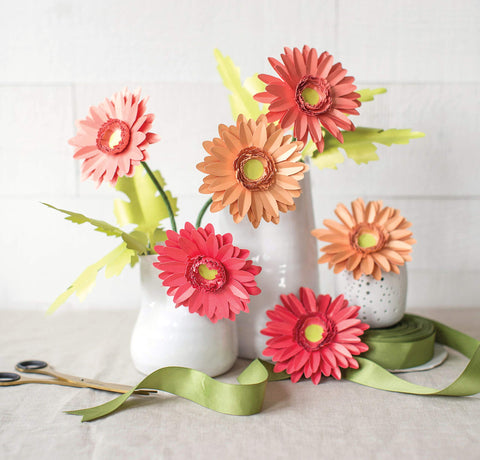 Lia Griffith Frosted Paper Blooms, Gerbera Daisies, 6" x 6.5", Colors may vary, 17 Pages, Count