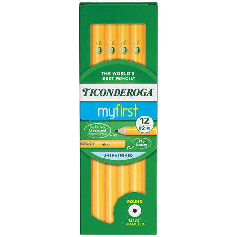 Ticonderoga Beginner Wood-Cased Pencils, 2 HB Soft, Yellow, 12 Count (X13080)