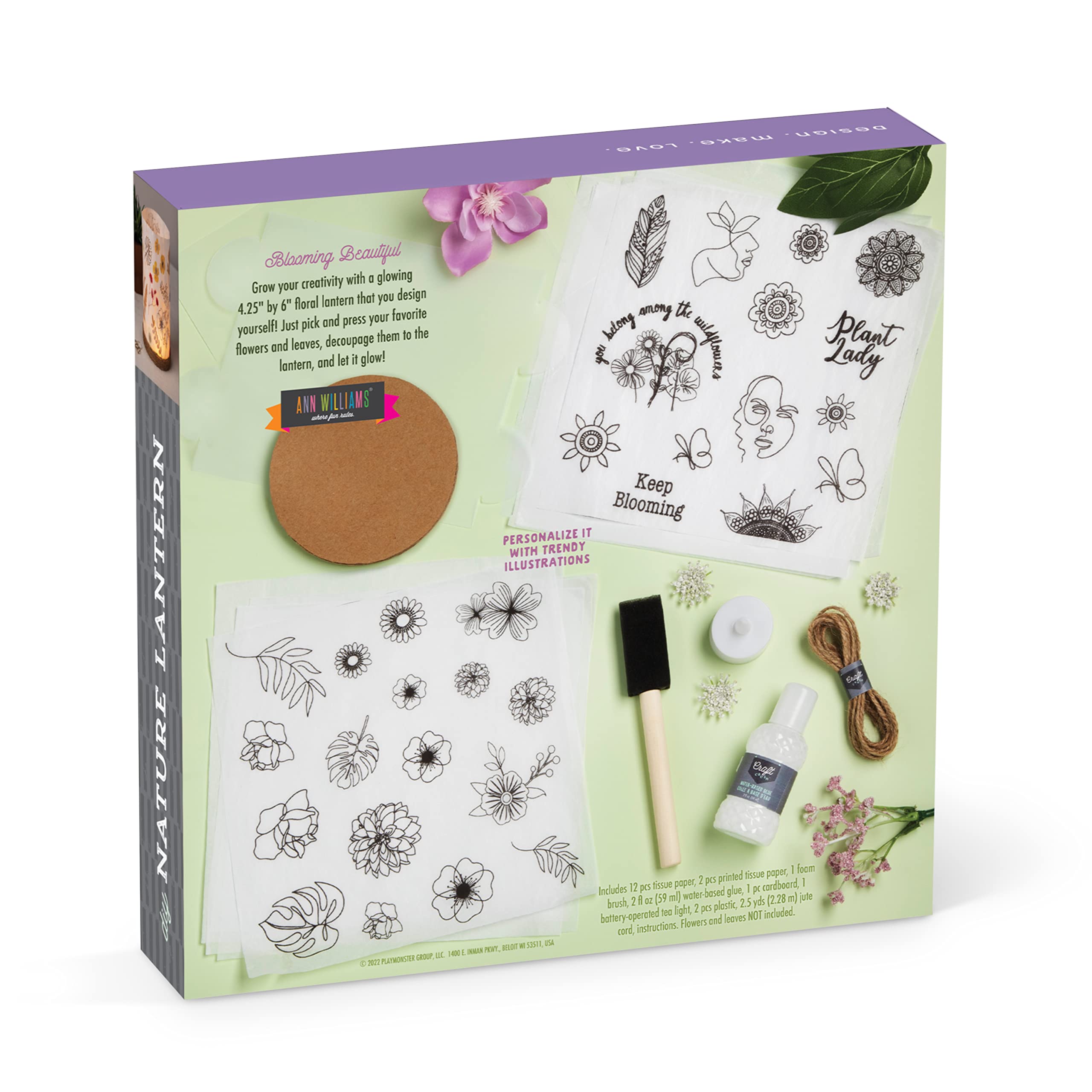 Craft Crush Nature DIY Lantern Making Kit - Bring Nature Inside - Garden Decor, Art Project, Creative Activities for Birthday, Parties, School - Art Supplies - Art & Craft Kit for Kids, Teens, Adults