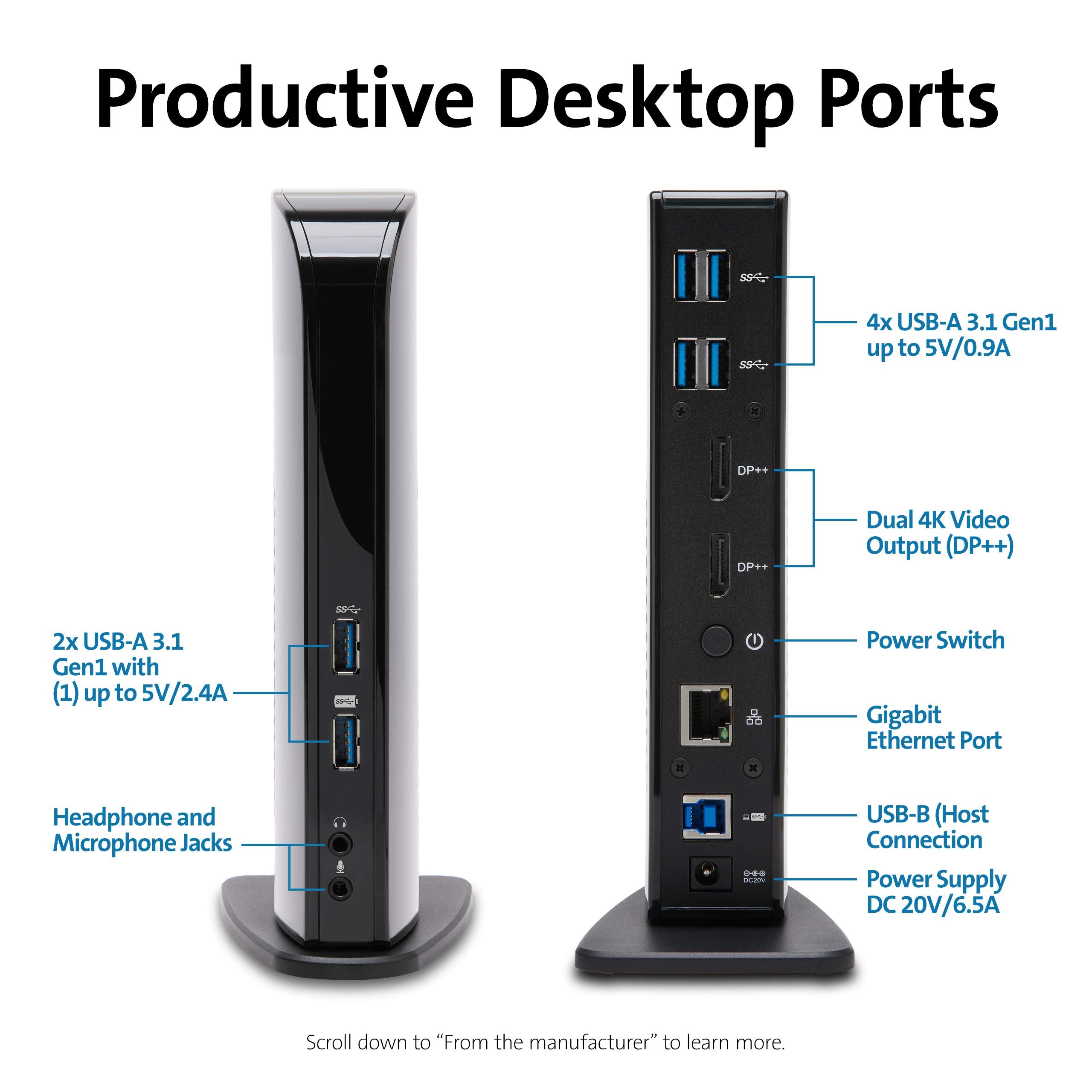 Kensington SD4100v Universal Dual 4K USB 3.0 Docking Station (K38255NA)