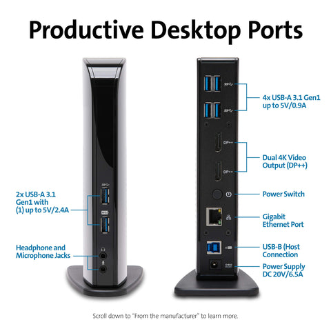 Kensington SD4100v Universal Dual 4K USB 3.0 Docking Station (K38255NA)