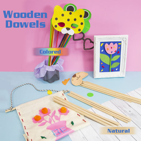 BAZIC Wooden Dowel Rods Wood Sticks, 3/16" x 12" Round Natural Color Hardwood Stick, Unfinished Wood for Crafts Lollipops Cake Support (20/Pack), 1-Pack