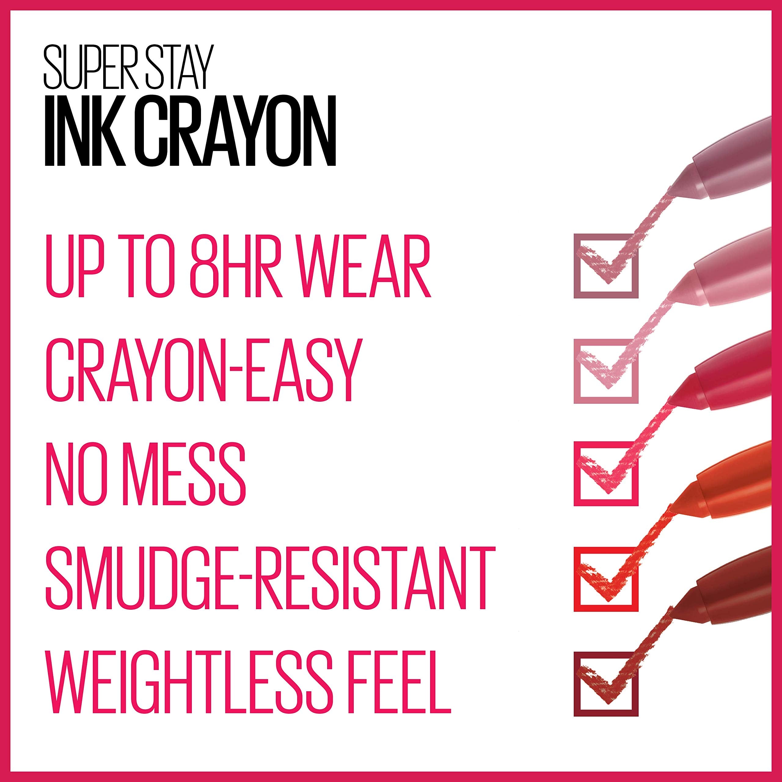 Maybelline SuperStay Ink Crayon Matte Longwear Lipstick With Built-in Sharpener, Forget The Rules, 0.04 Ounce