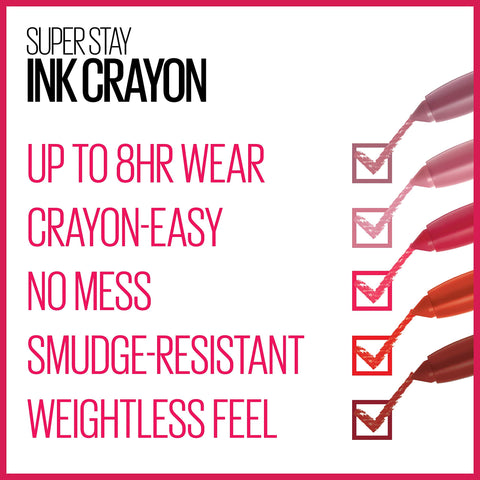 Maybelline SuperStay Ink Crayon Matte Longwear Lipstick With Built-in Sharpener, Forget The Rules, 0.04 Ounce
