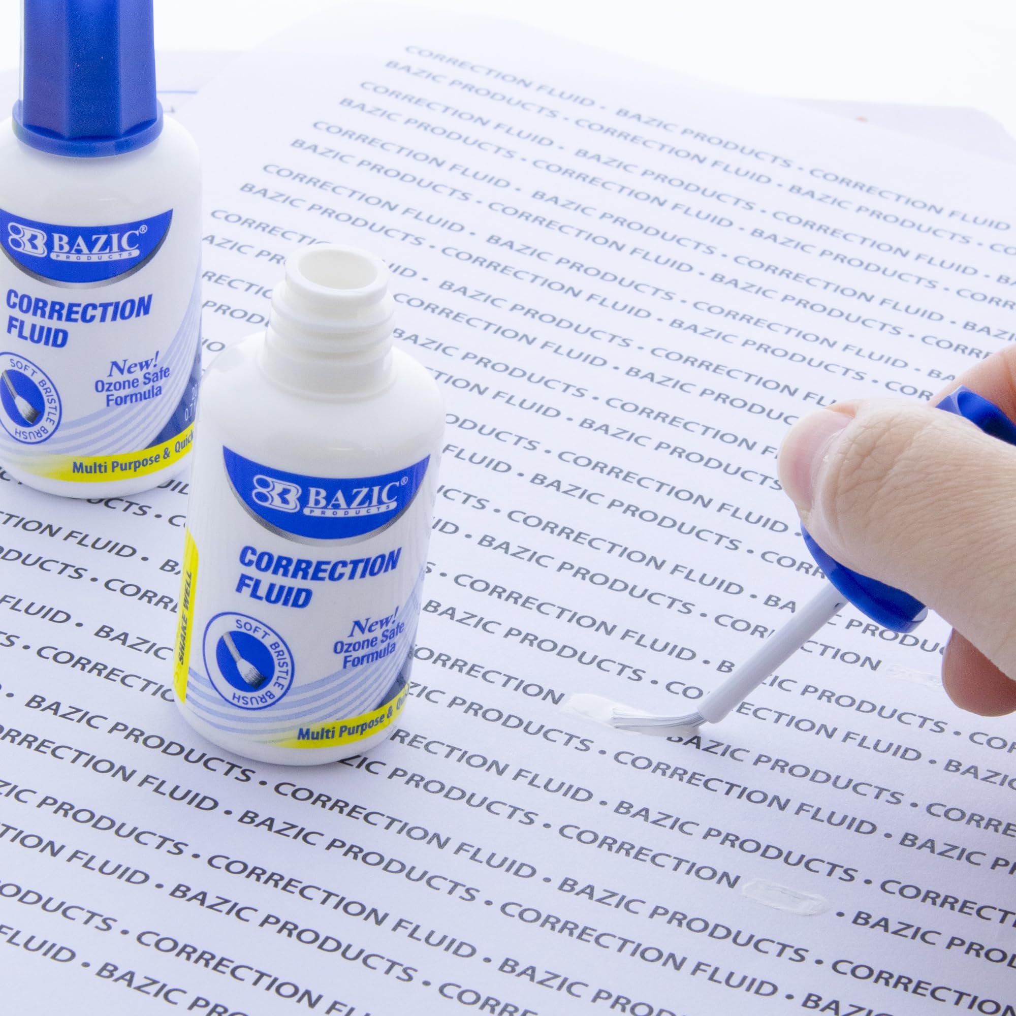BAZIC Metal Tip Correction Pen & Correction Fluid (2/Pack)