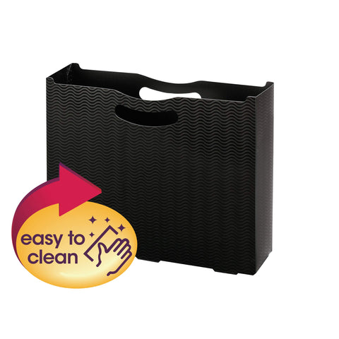 Smead Poly File Box, 3" Expansion, Die-Cut Handles, Letter Size, Black Wave Pattern (71631)
