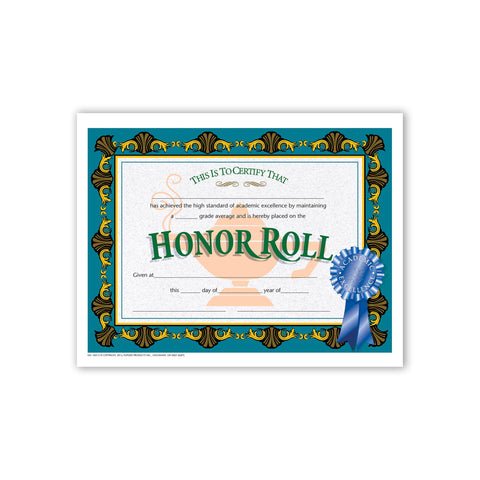 Flipside Products Honor Roll Certificate, Recognition, Award Students, Incentive, High Honors, 8.5" x 11", 30 Pack