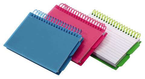 Oxford Spiral Index Cards with Poly Cover, 3" x 5", Ruled, White Cards, Cover Color May Vary, 50 Cards/Book (73138)