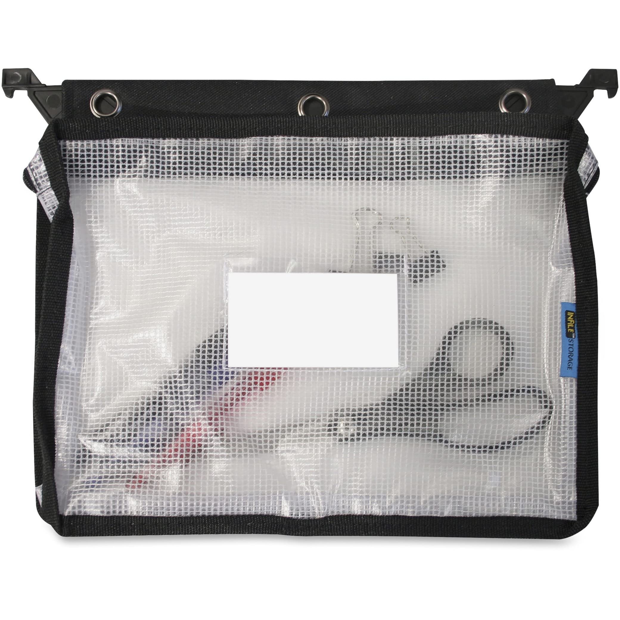 Advantus Expanding Zipper Pouch, 13 x 9.25, Black/Clear