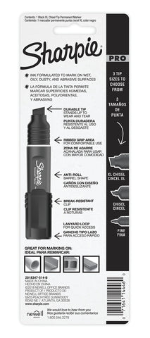 Sharpie Pro Permanent Marker, XL, Chisel Tip, Black Marker (2018347)