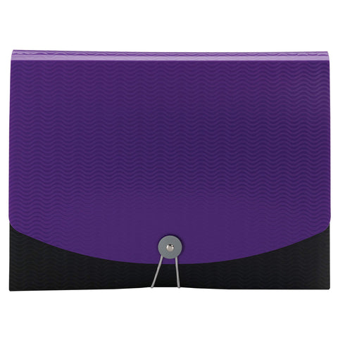 Smead Poly Expanding File, 6 Dividers, Flap and Cord Closure, Letter Size, Wave Pattern Purple/Black (70882)