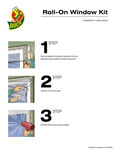 Duck Brand Roll-On Indoor 3-Window Premium Insulating Film Kit, 62-Inch x 120-Inch, 281067